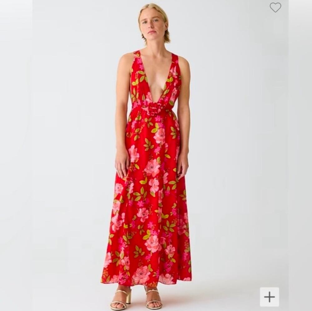 NWT  J. Crew Voile Rosette Plunge Dress. Size 2XL. 100% cotton.  Ret $178